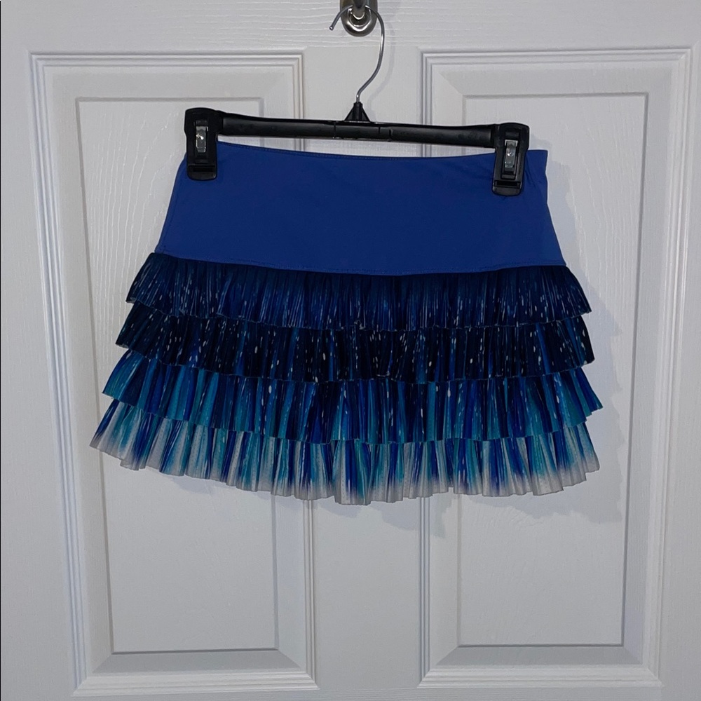 Lucky in Love Navy and Teal Tiered Mini Skirt